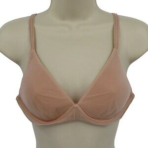 Victorias Secret 34B Bra No Wire Wireless Lined Solid Beige Adjustable Straps